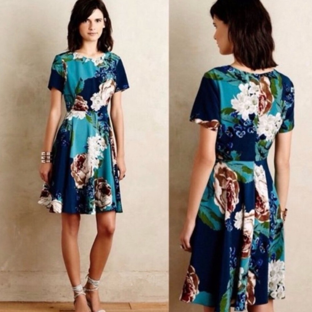 Anthropologie Corey Lynn Calter Blue Floral Midi Dress